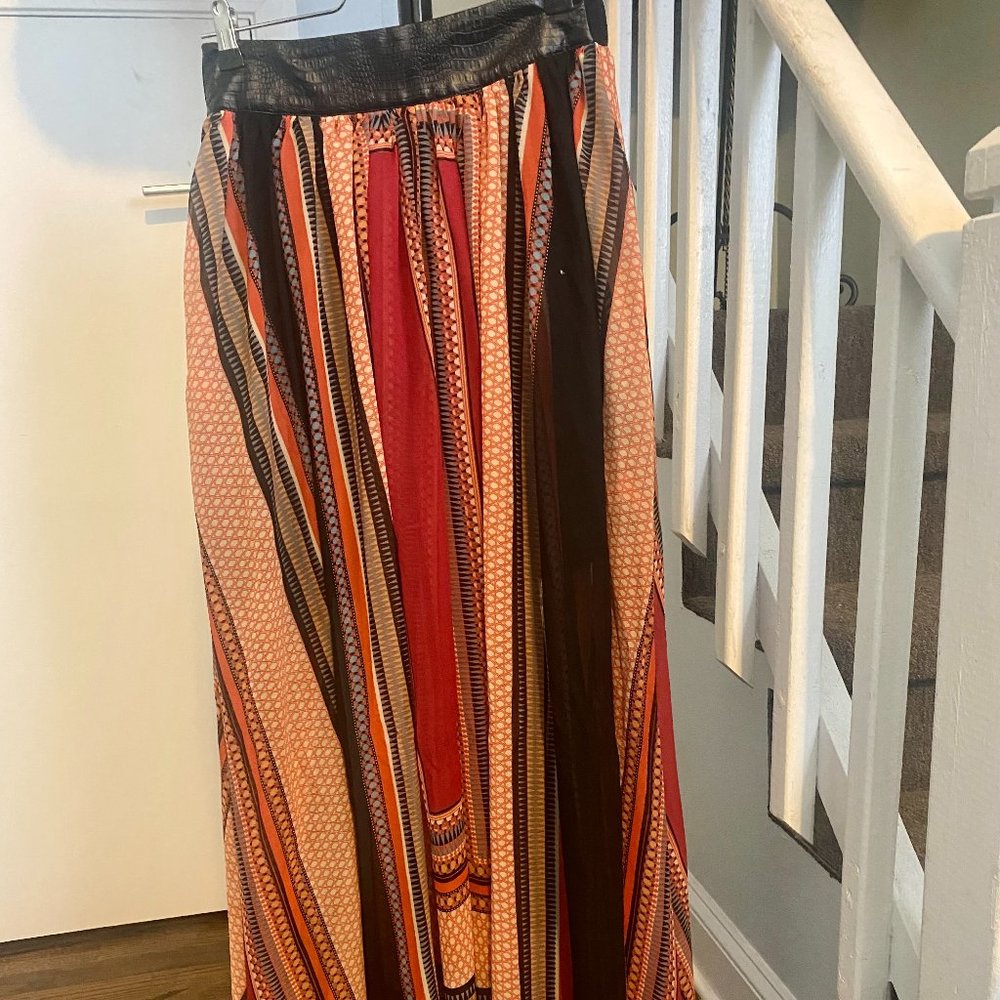 Long, Trapeze, Circle Skirt with Leather Waistline